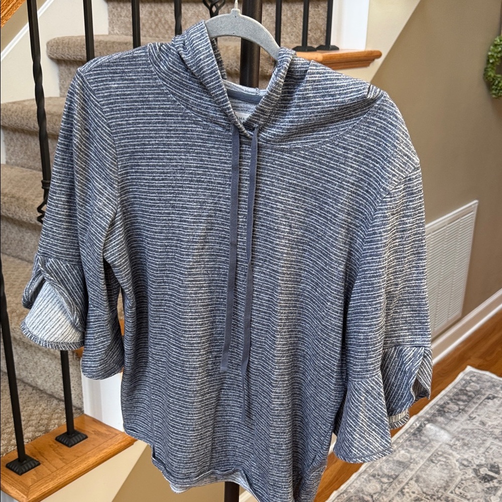 Max Studio Blue Striped Women's Hoodie